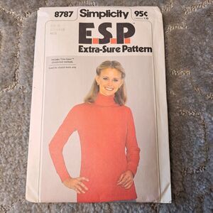 Simplicity ESP Sewing Pattern 8787 MISS SIZE 12/14/16 vtg 1978 pullover top diy